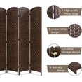 thumbnail image 2 of YRLLENSDAN 71in Wood Room Divider Screen with 6 Panels, Room Dividers and Folding Privacy Screens Wall Divider for Living Room Bamboo Room Divider for Room Separation, Brown, 2 of 8