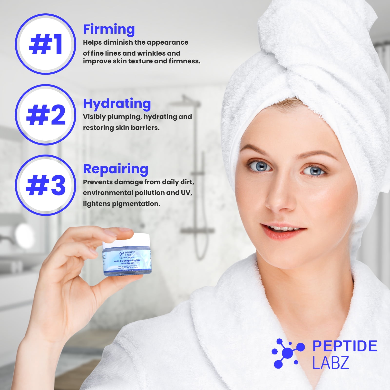 Peptide Labz Copper Peptide Face Cream, Anti Aging Moisturizer, Firming,  1.7 fl oz