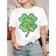 thumbnail image 1 of Women's Casual Crew Neck T-Shirt with Four-Leaf Clover Print, Polyester Knit Fabric, Comfortable Short Sleeve Tee for All Seasons, Everyday Fashion|Relaxed Fit Top|Knit Construction Tee For Adult, Me, 1 of 7