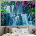 thumbnail image 2 of Fenyluxe  Waterfall Tapestry Purple Forest Wild Flowers Floral Green Jungle Plants Nature Landscape Wall Hanging Bedroom Living Room Hanging Decorative Blanket 40x60inch, 2 of 6