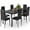 Black, variant on Dining Table Set for 6, Lofka 7 Piece Wooden Kitchen Table Set with 6 Upholstered PU Leather Chairs for Dining Room, Living Room, Apartment, Small Space,Black