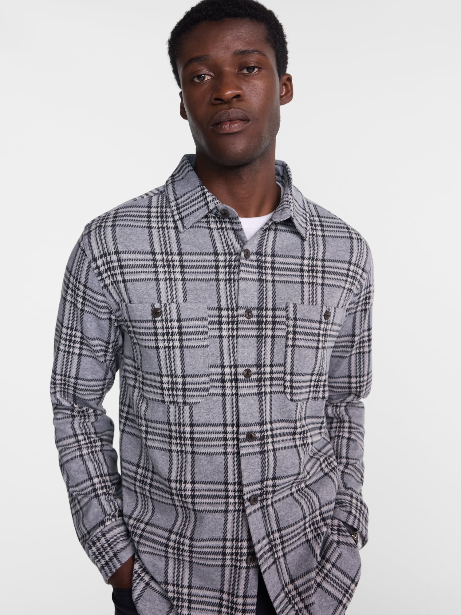 George Men's Knit Overshirt with Long Sleeves, Sizes XS-4XLT