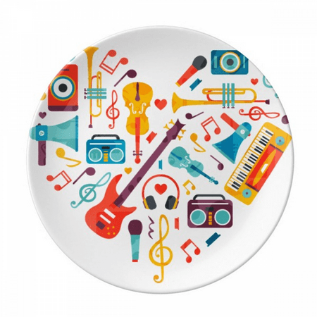 

Guitar Music Instrument Heart Pattern Plate Decorative Porcelain Salver Tableware Dinner Dish