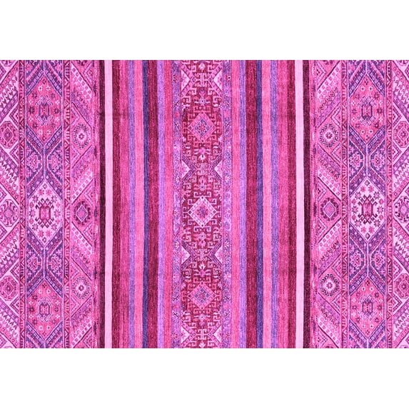 Ahgly Company Indoor Rectangle Oriental Pink Modern Area Rugs, 7' x 9'