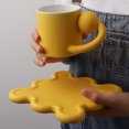 thumbnail image 4 of Taza y platillo de café de cerámica, vajilla nórdica de 8,5 para parejas, Amarillo Sunnimix taza de café, 4 of 8