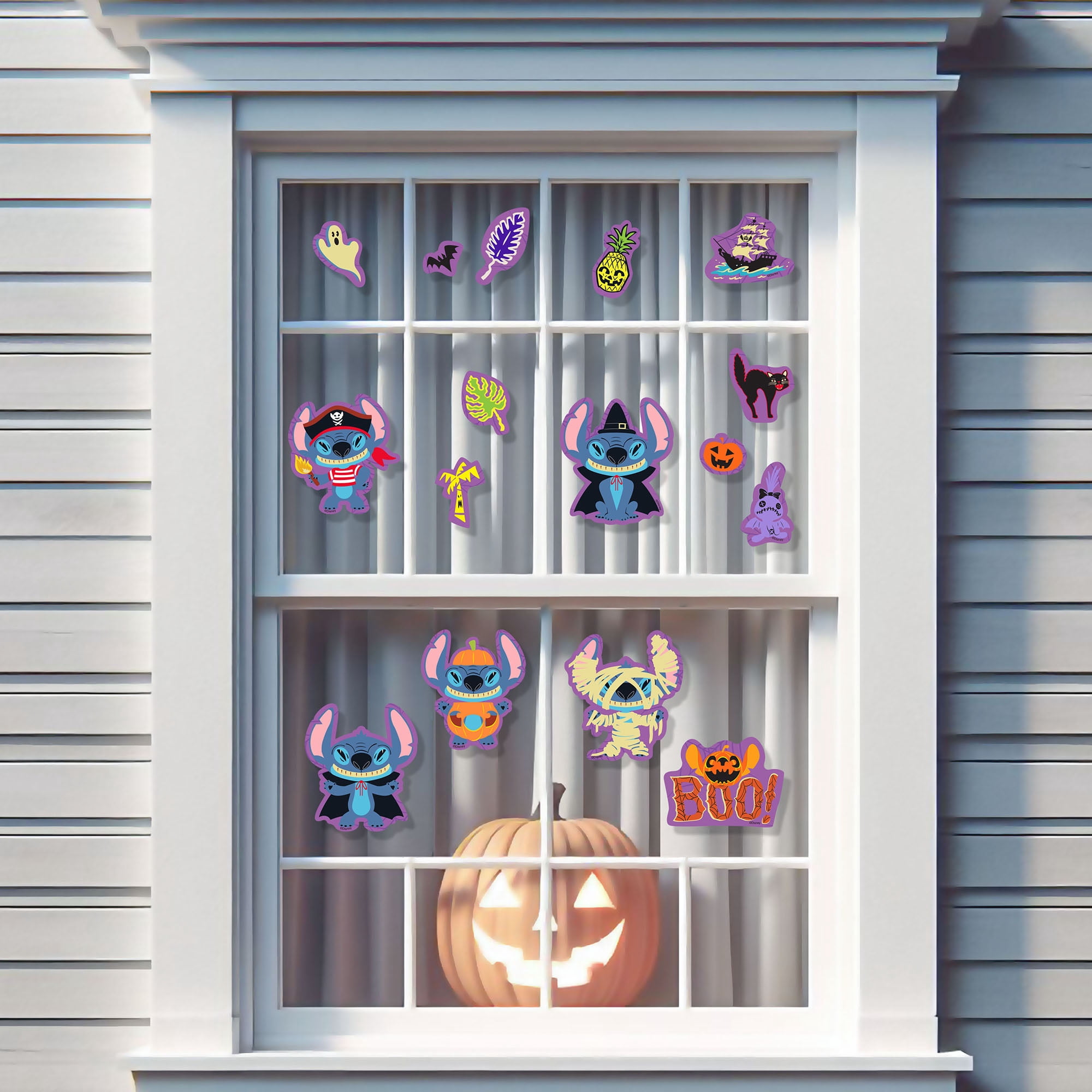 Disney Stitch Halloween Static Window Clings, 16 Count