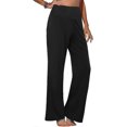 thumbnail image 2 of Pantalones de salón anchos y elásticos para mujer, color negro, talla L, 2 of 4