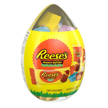 Reeses, Egg Favorites Milk Chocolate and White Creme Assortment Candy, Easter, 4.2 oz, Plastic Egg