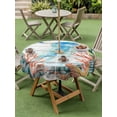 thumbnail image 3 of Outdoor Tablecloth with Umbrella Hole and Zipper, Jellyfish Coastal Round Table Cloth 54 Inch Waterproof Tablecloth, Summer Nautical Starfish Coral Grey Wooden Picnic Table Cover for Patio Camping, 3 of 7