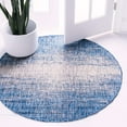 thumbnail image 1 of Unique Loom Modern Collection Distressed Gradient Transitional Indoor and Outdoor Flatweave Round Rug, 4 Feet, Blue/Gray, 1 of 2