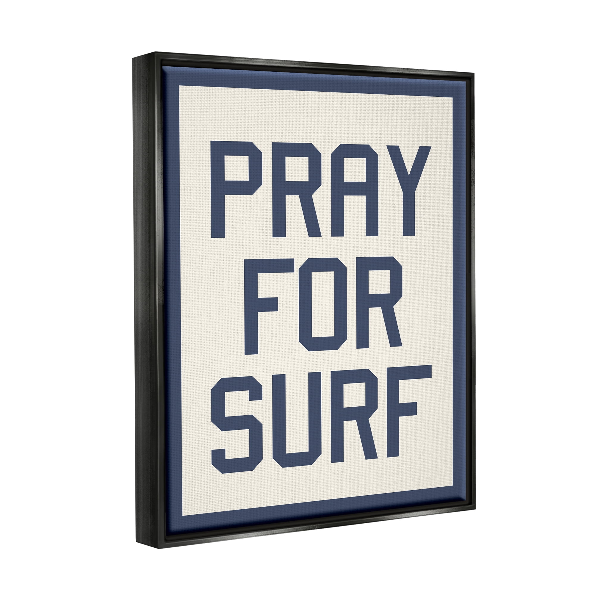 Stupell Industries Pray for Surf Phrase Nature Painting Black Floater Framed Art Print Wall Art, 25 x 31