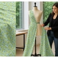 thumbnail image 5 of Soimoi Green Cotton Cambric Fabric Yellow Mustard Leaves Printed Craft Fabric by the Yard 42 Inch Wide, 5 of 7