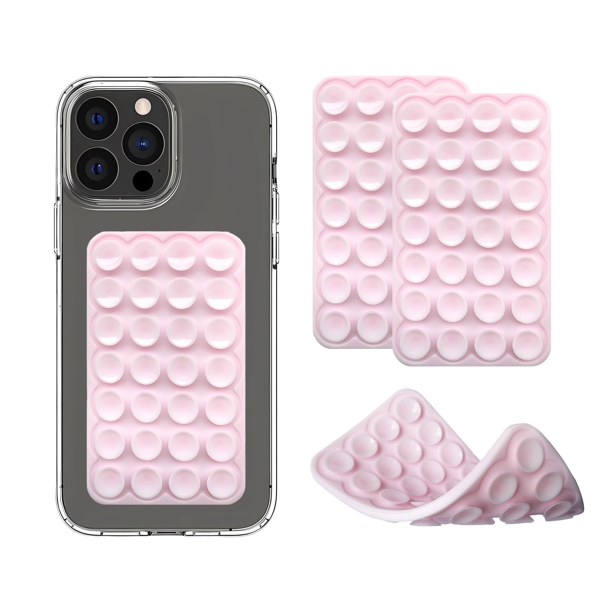 Silicone Double-Sided Suction Cup Phone Case Detachable Mount, Sticky Phone Grip Hands-Free Accessories for Selfies & Videos, Trending TikTok Items for iPhone & Android, 2 Pack
