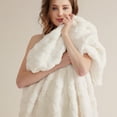 thumbnail image 4 of ROSEKIND Super-soft Aesthetic 3D Embossed Checkerboard Fleece Throw Blanket, Reversible Luxury Textured Fuzzy Plush Throw for Couch Bed Sofa, All-season, Ivory Cream, 30"x40", 4 of 8
