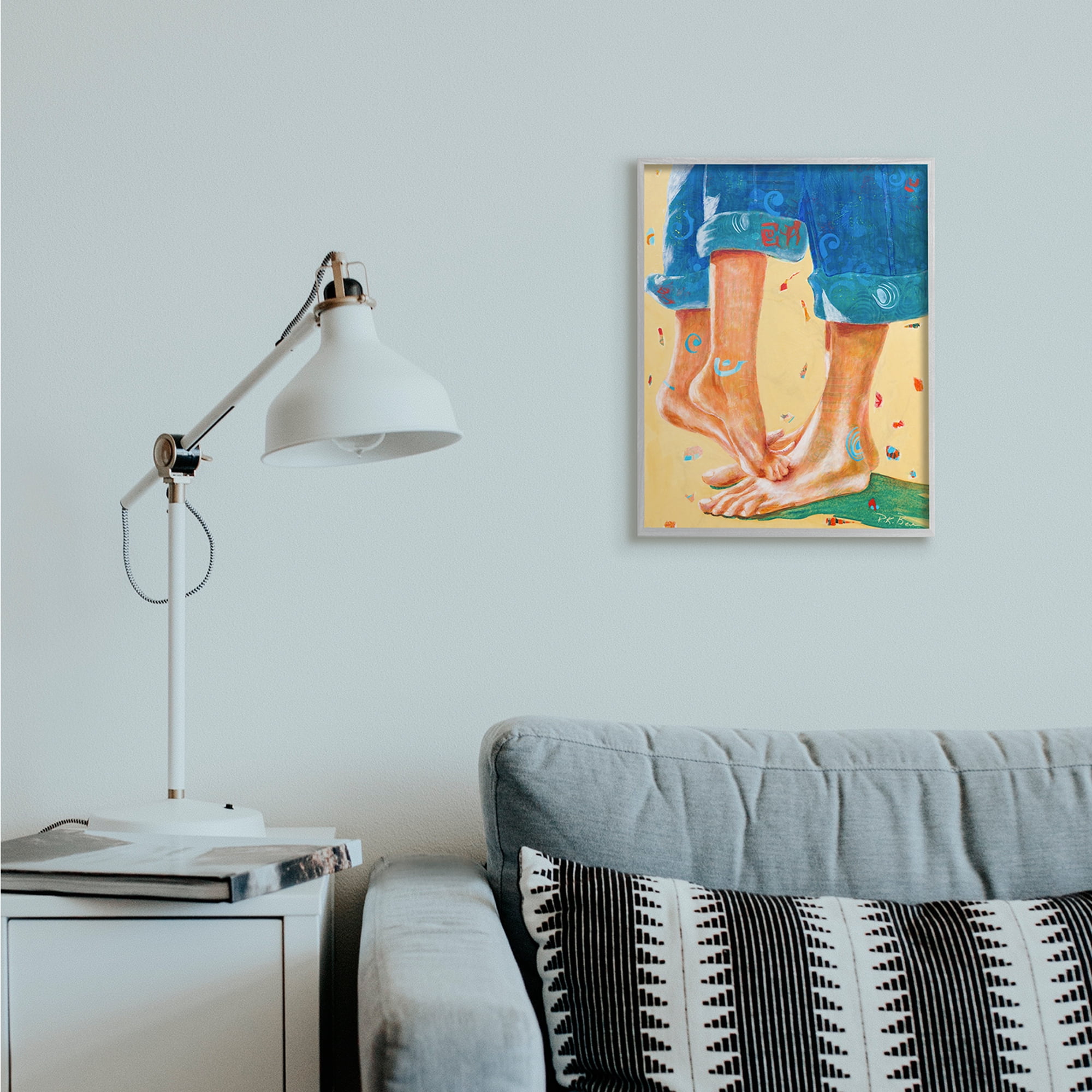 Stupell Industries Standing On Tiptoes Dancing in Cuffed Jeans Grey Framed, 16 x 20, Design by Pamela K. Beer