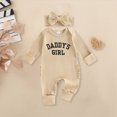 thumbnail image 2 of CAUYDY Newborn Baby Girls Romper Outfits Letter Daddy's Girl Print Ruffle Jumpsuit Bodysuit Fall Winter Clothes(L101-Beige,0-3 M), 2 of 7