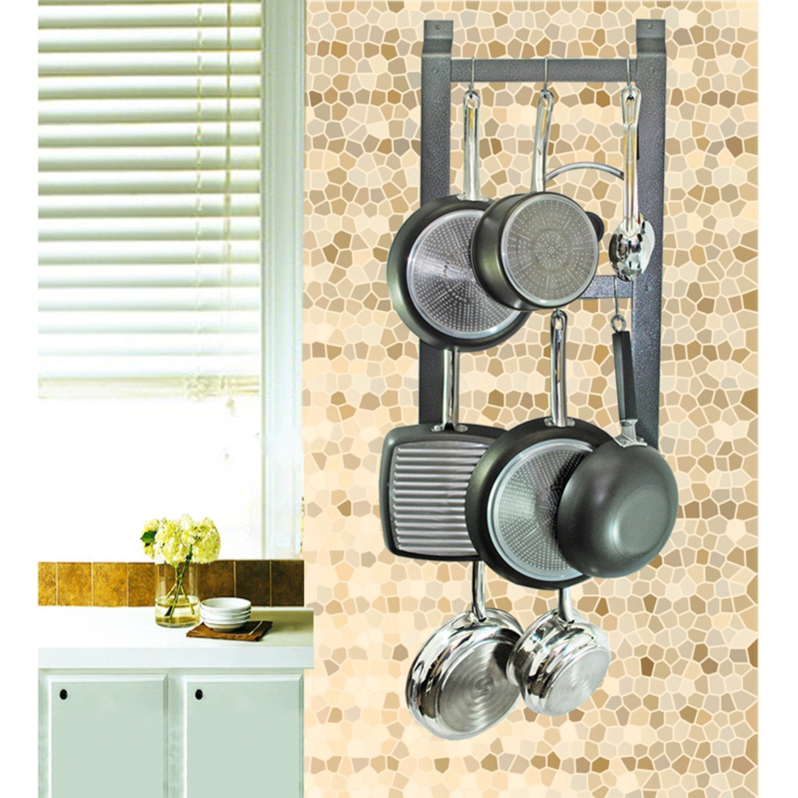 Rogar Hammered Steel Ultimate Wall Mounted Pot Rack