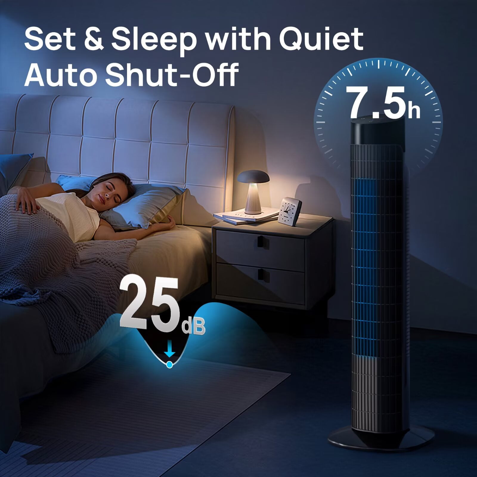 Tower Fan for Bedroom, 31" Oscillating Electric Fan with Remote, 3 Modes, Quiet Fan for Home, Office(Black)