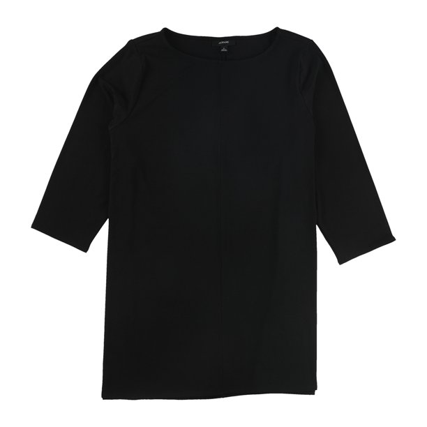 Alfani Blusa de túnica de manga 3/4 sólida para mujer, negro, pequeño Alfani Sayo