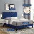 thumbnail image 2 of Platform Bed Frame, Queen Size, Blue Navy, Velvet, Modern Contemporary, Bedroom Master Guest Suite Room, 2 of 10