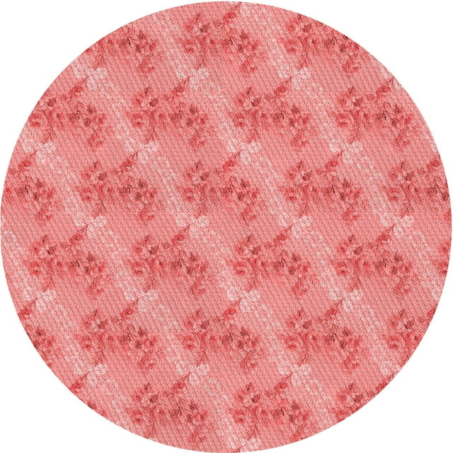 Ahgly Company Machine Washable Indoor Round Transitional Light Coral Pink Area Rugs, 3' Round
