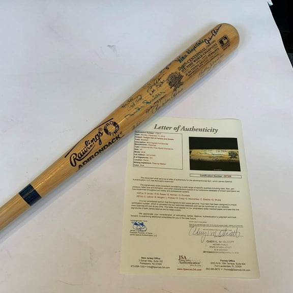 Incredible Brooklyn Dodgers Greats Signed Centennial Bat With 50  Sigs JSA COA