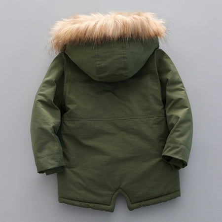 Pzocapte Ski Jacket Boys Boys Outerwear Jackets & Coats Jacket for Boys Kids Boy s Coat Quilted Pu-Ffer Lined Jacket Thick Winter Coat Hooded Winter Water-Proof Par-Ka Outerwear Polyester