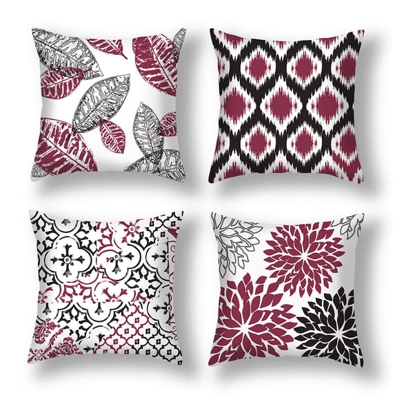 Set of 4 New Living Series Decorative Blue and Coffee Throw Pillow Case Cushion Cover 45 x 45 cm