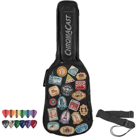 ChromaCast World Tour Graphic Electric Guitar Soft Case, Padded Gig Bag, Includes Strap & (Best Soft Guitar Case)