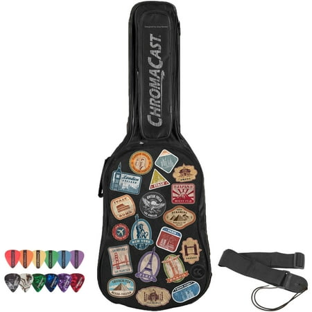 ChromaCast World Tour Graphic Electric Guitar Soft Case, Padded Gig Bag, Includes Strap & Picks