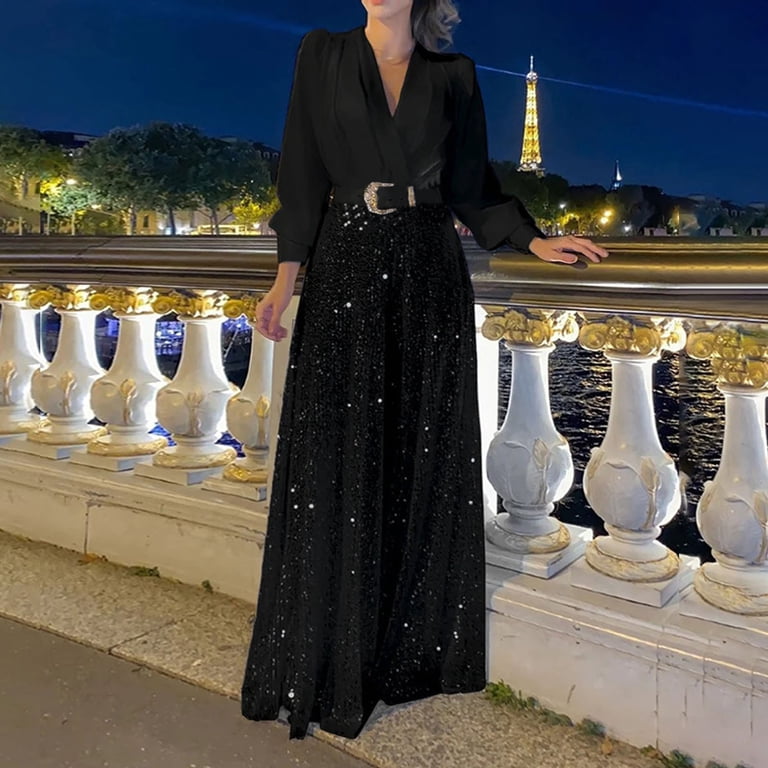 green emerald velvet dress Leaves Pattern Sequin Jumper Dress In Black – CYLONDON