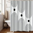thumbnail image 3 of White and Black Shower Curtain, Boho Minimalist Mid Century Modern Arch Geometric Machine Washable Waterproof Fabric for Bathroom Bathtub Decor with Hooks 72x72, 3 of 6