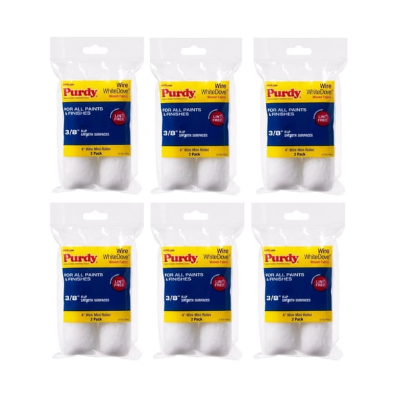 Genuine Purdy 6 Sets of White Dove 4" x 3/8" Nap 2 Pack Roller Covers 140606042-6PK