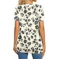 thumbnail image 5 of Sakmal Elbow-Length Womens Tops&nbsp;Plus Size Blue Floral V-Neck Button T-Shirts Ladies Shirts, 5 of 7