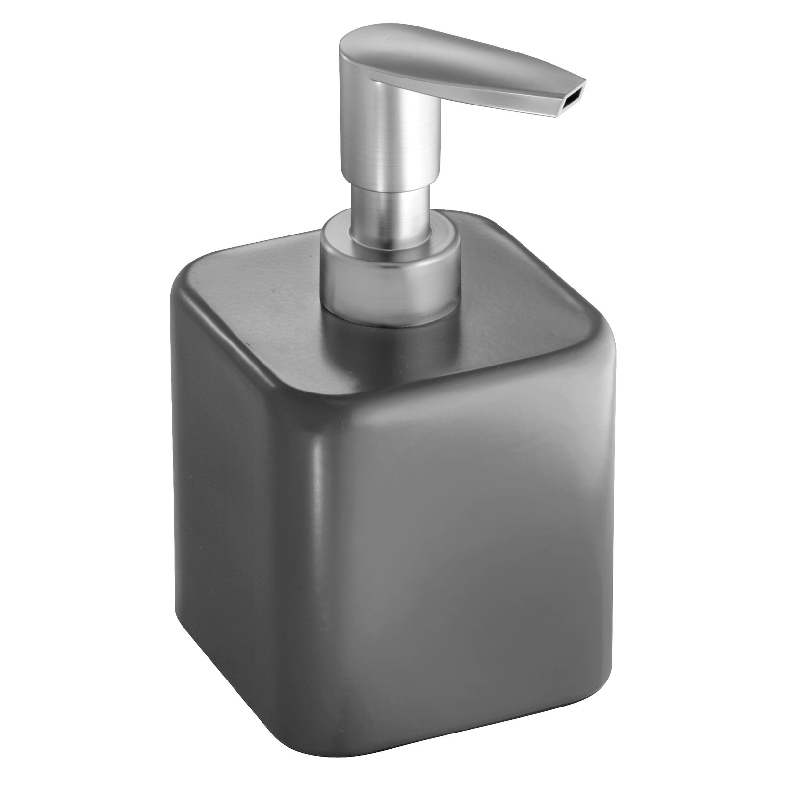 mDesign Compact Square Metal Soap Dispenser for Bathroom Liquid Soap