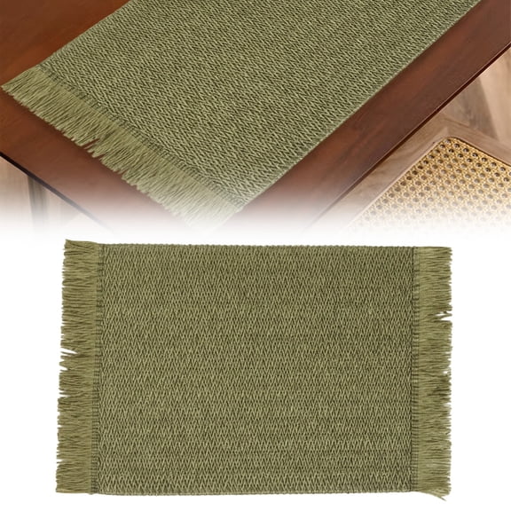 VHXWUGN Boho Placemat Natural Farmhouse Cotton Woven Drink Mat Home Decor for Kitchen Dining Table(Green)