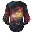 thumbnail image 6 of Starry Sky Constellation Galaxy Women's V-Neck Blouse With 3/4 Ruffled Bell Sleeves Casual Top Ladies Blouses, 6 of 7