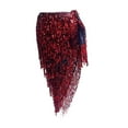 thumbnail image 5 of amagogo Belly Dance Hip Scarf Wrap Dress Clothes Sequins Skirt for Samba Rumba Tango Red, 5 of 9