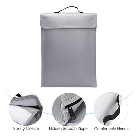 Portable Fireproof Document Bag Holder Pouch Home Office Safe Bag Fire & Water Resistant File Folder Safe