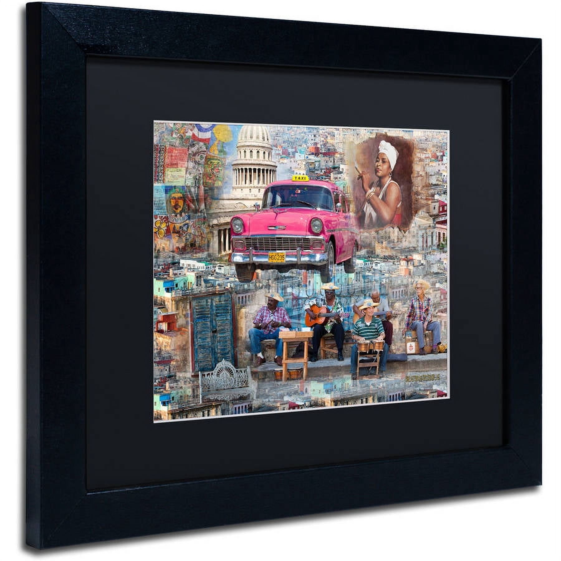 Trademark Fine Art "Pink Chevy in Havana" Canvas Art by Alberto Lopez, Black Matte, Black Frame