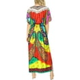 thumbnail image 4 of LA LEELA Women's Loungewear African Beach Maxi Plus Size Kaftan Casual Long Slit Dress Caftan Swimsuit Coverup for Women One Size Neon, Paisley, 4 of 5