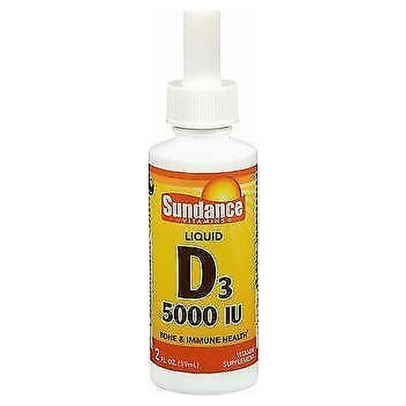 Sundance Vitamins D3 5000 IU Liquid, Bone Health, Gluten Free, 2oz, 6-Pack