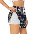 thumbnail image 3 of Lsque Astronauts in sport Printed Women's Running Shorts with Liner Pockets,Elastic Quick Dry Workout Athletic Gym Yoga Shorts,Womens High Waist Shorts-Large, 3 of 9