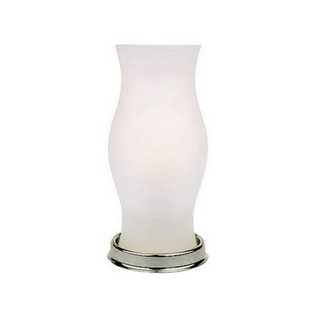 battery operated led hurricane lamp with frosted glass vase nickel