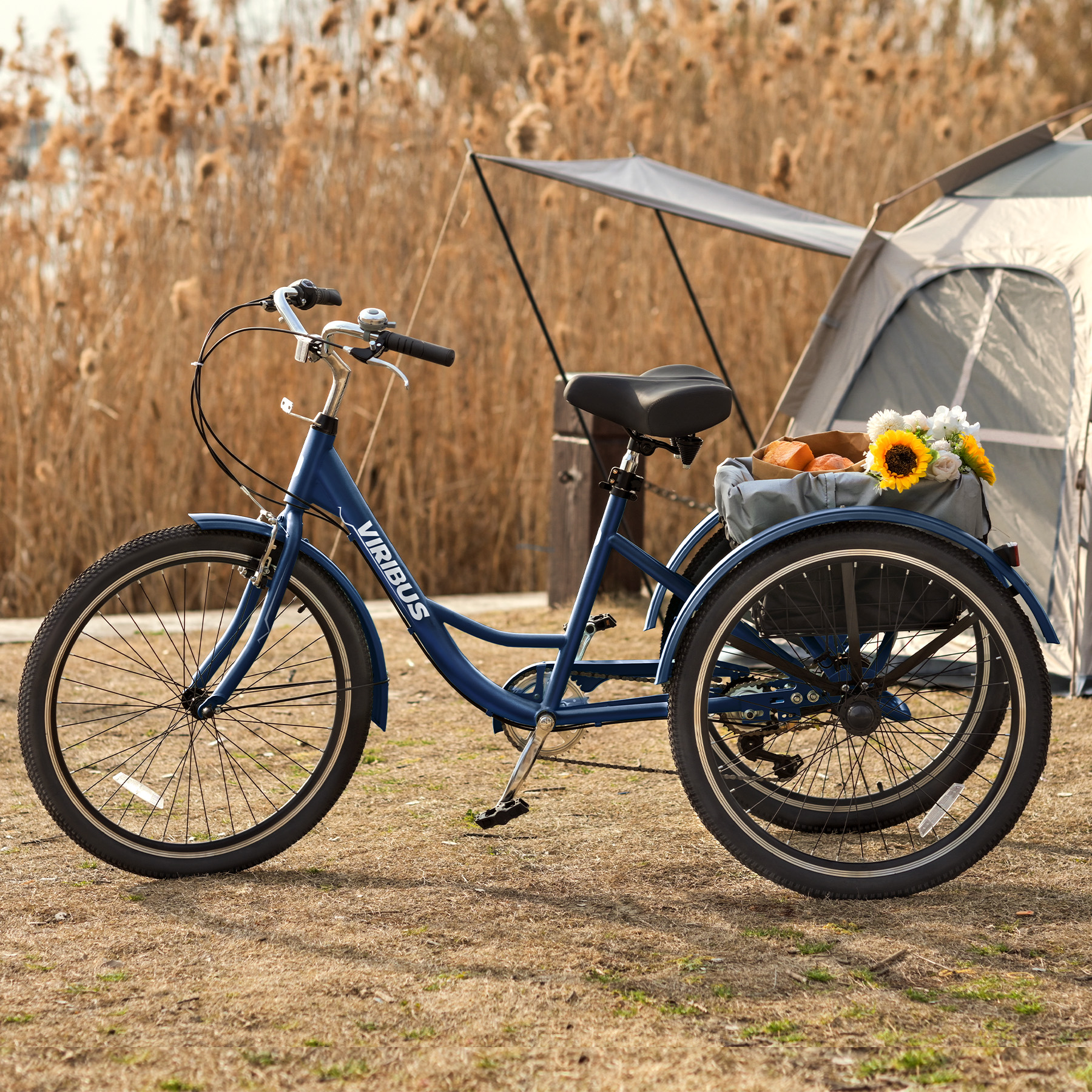 Viribus Hybrid Bike, 700c City Commute Cruiser Bike with 7 Speed Drivetrain 28" Wheel Step Through Frame Front Basket Rear Cargo Rack Dual V Brakes,Pink
