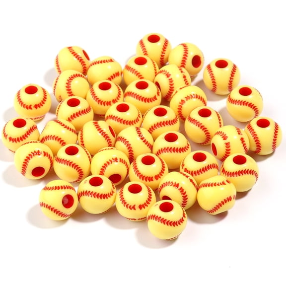 TUWAFE Softball (100 Pcs) Sports Beads for Diy Necklace Bracelet Jewelry Making Pony Beads