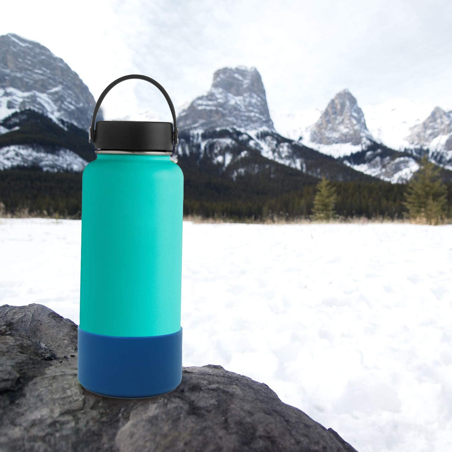 Silicone Bottle Boot Solid Color Silicone Bottle Boot For Water Bottle  Bottom Aquamarine 
