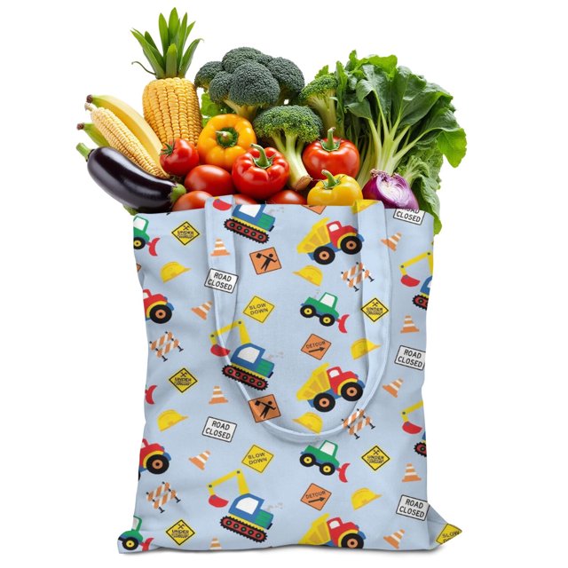 Sac d'Épicerie Pliable à Thème d'Excavatrice - Sac de Courses Réutilisable Durable et Spacieux