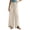 Beige, variant on Womens Smocked High Waisted Wide Leg Pants Tulip Hem Silky Flowy Pants Casual Vacation Trousers Beige M