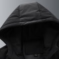 thumbnail image 5 of Wutalume Men's Casual Solid Color Embossed Textured Thick Cotton Jacket, Men's Cotton-Padded Warm Hooded Long-Sleeved Coat, Durable and Fashionable for Cold Weather Wear,Black L, 5 of 6